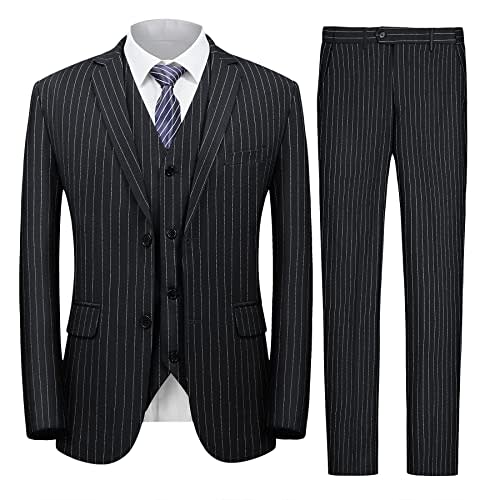 MAGE MALE Men’s Pinstripe 3 Piece Suit