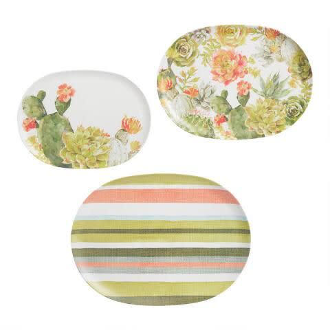 9) Cactus Melamine Serving Platters