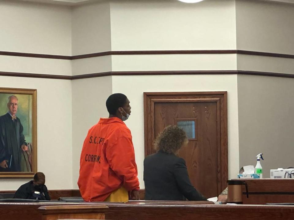 Jamal Coakley, who was sentenced to 10 years in prison after pleading guilty to attempted armed robbery, speaks to Judge Goldsmith prior to his sentencing Jan. 18.