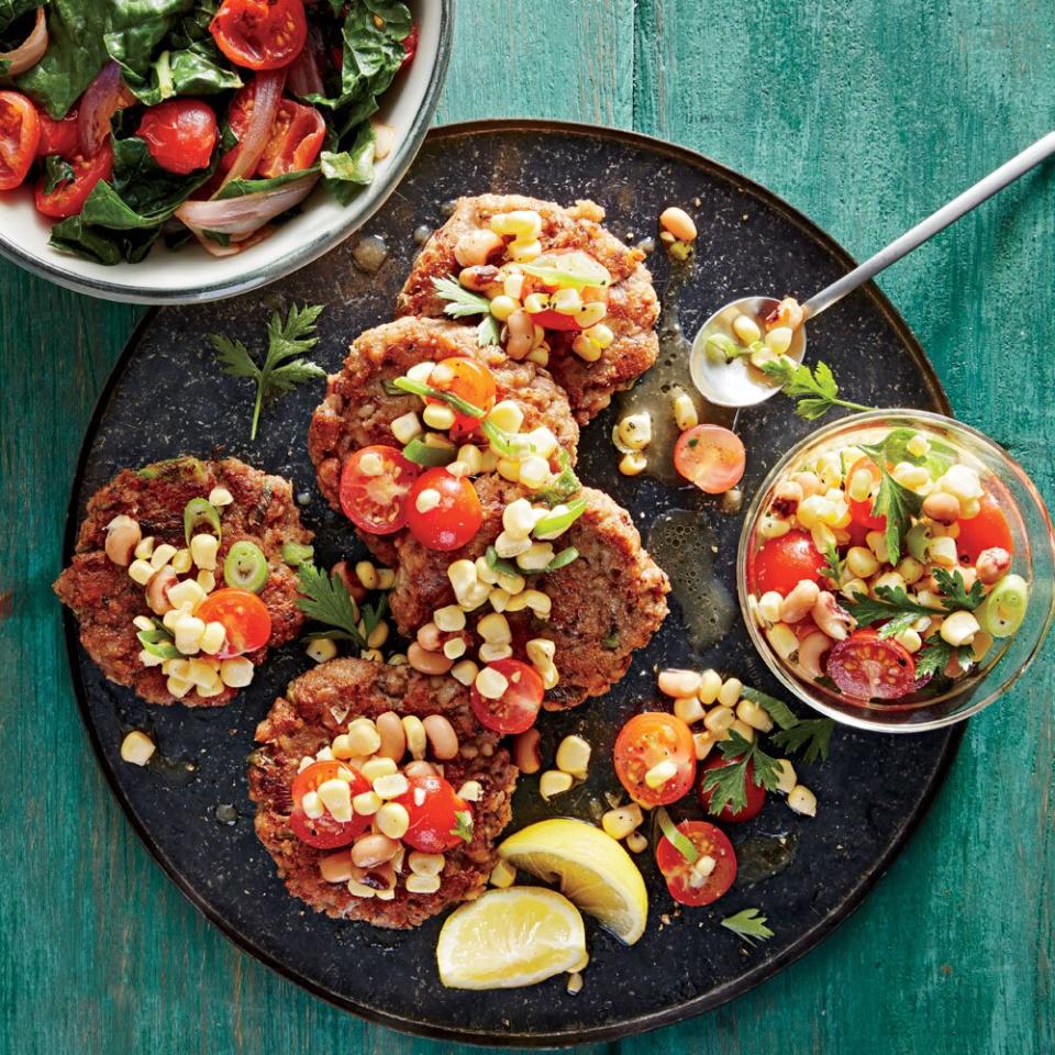 September: Black-Eyed Pea Cakes with Corn Salsa