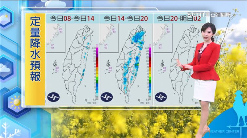 台灣入夜後上空幾乎沒有水氣，明日持續受到高壓影響。