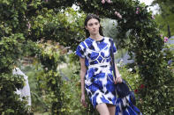 A model wears a creation for the Kenzo Spring-Summer 2021 fashion collection, Wednesday, Sept. 30, 2020, during Paris fashion week. (Photo by Vianney Le Caer/Invision/AP)