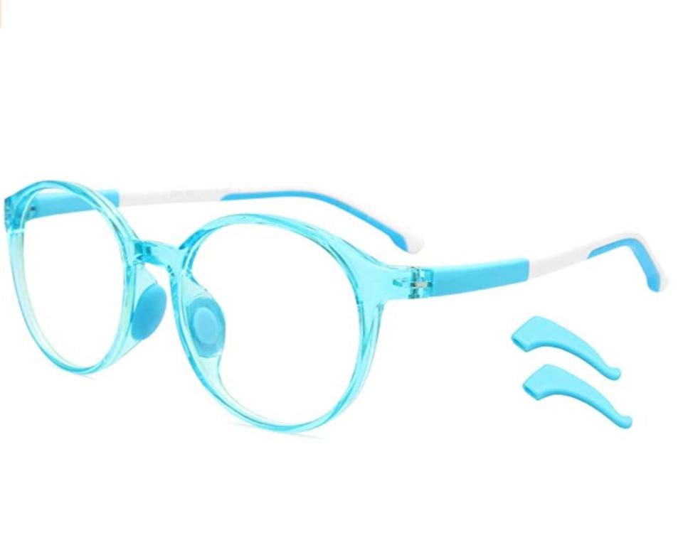 These <a href="https://amzn.to/2P3HKWF" target="_blank" rel="noopener noreferrer">acrylic kids blue light glasses</a> are available in two colors. Find them for $15 on <a href="https://amzn.to/2P3HKWF" target="_blank" rel="noopener noreferrer">Amazon</a>.