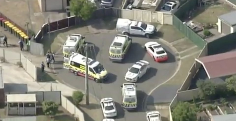 NSW Ambulance and police cars at the scene at Cartwright on Tuesday.