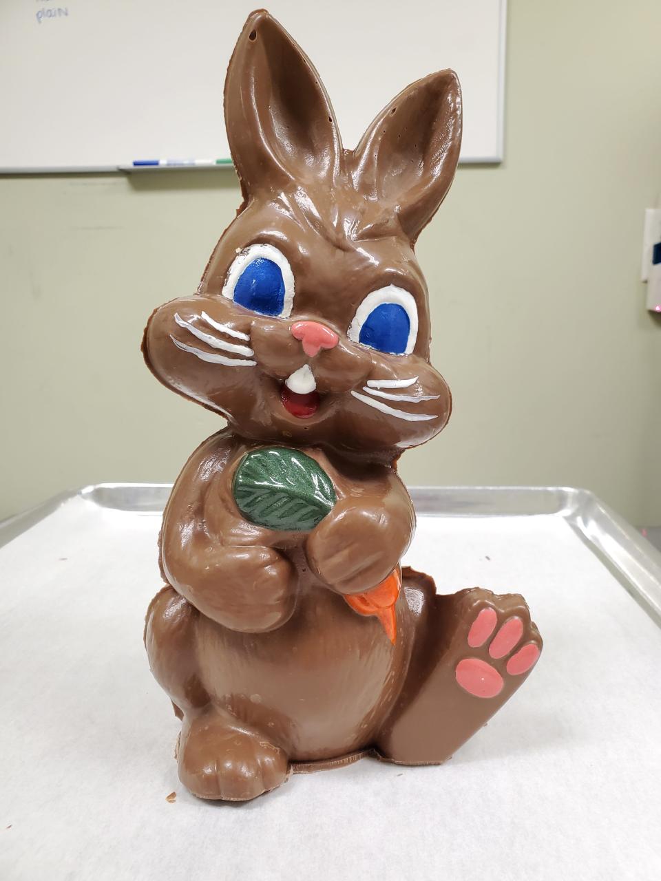 Sally's Sweet Shoppe in Weymouth offers customers a chance to win this 12-inch tall, 2.5-pound chocolate bunny.