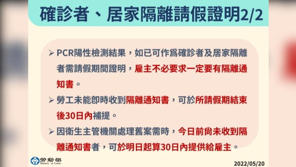 確診者、居家隔離請假證明-2。（圖／中央流行疫情指揮中心）