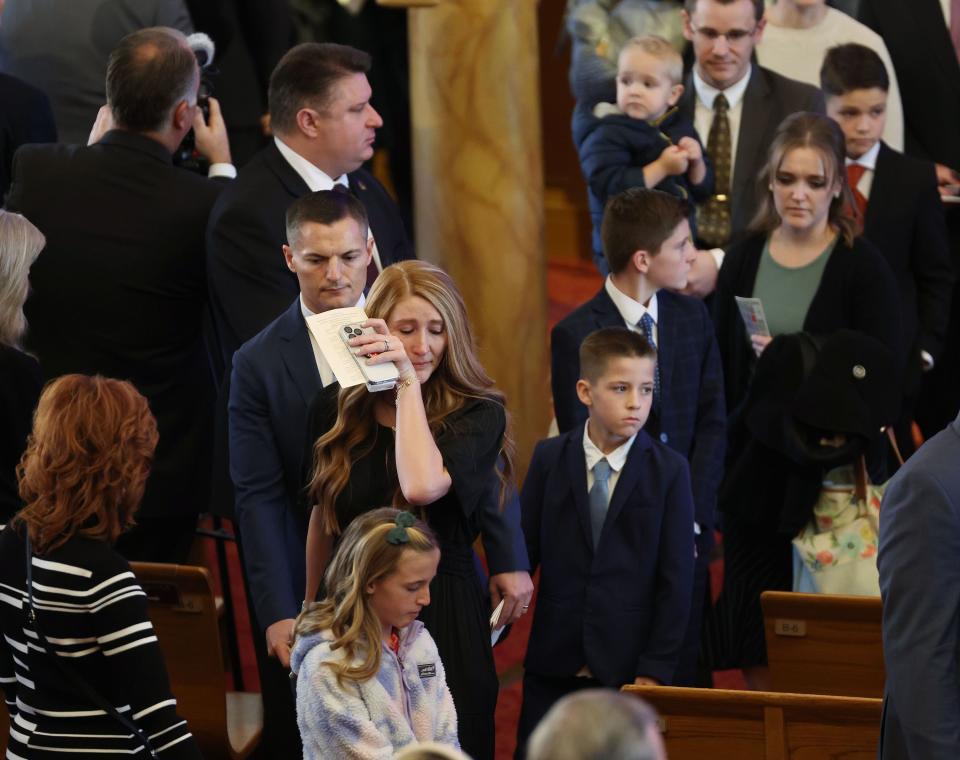 Family members participate in the funeral for President M. Russell Ballard of The Church of Jesus Christ of Latter-day Saints at the Salt Lake Tabernacle in Salt Lake City on Friday, Nov. 17, 2023. | Jeffrey D. Allred, Deseret News