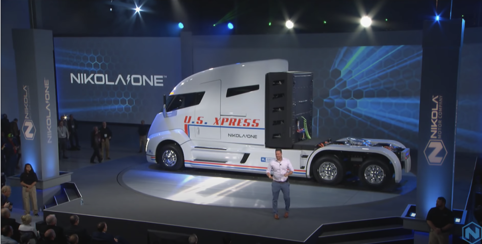 Nikola unveils the Nikola One in Salt Lake City. Source: Screenshot from official Nikola video