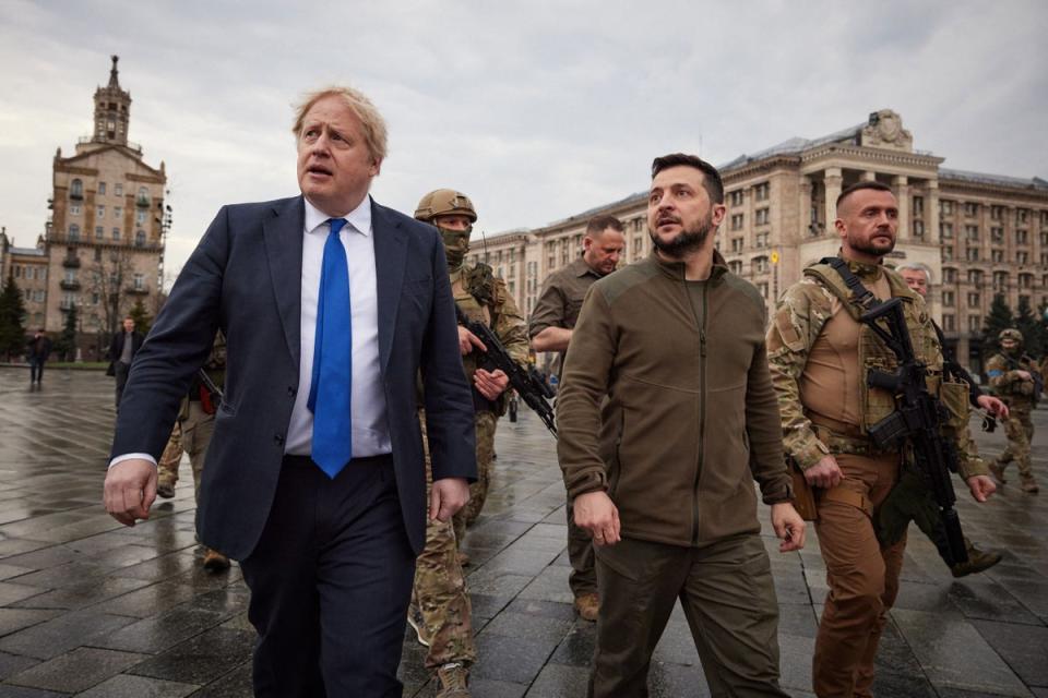 Boris Johnson paid a visit to Kyiv in April (Ukrainian Presidential Press Service via AFP)