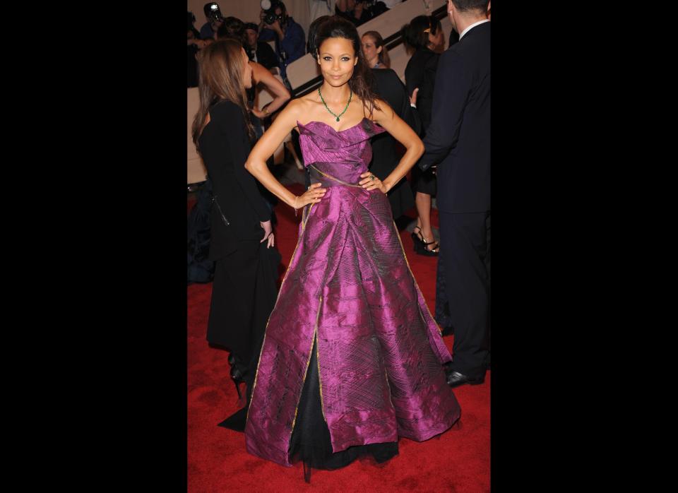 May 2010  Thandie wore a Vivienne Westwood gown when attending the 2010 Metropolitan Museum of art. 