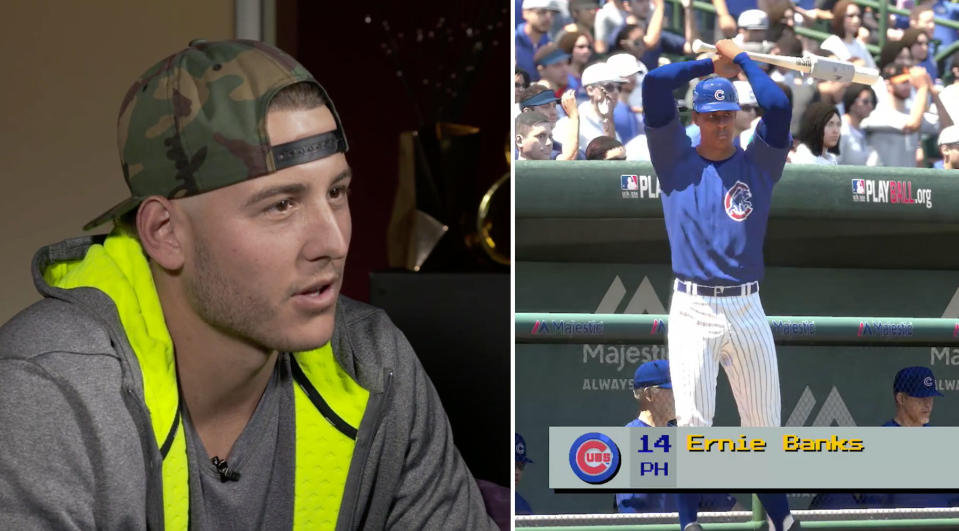 Anthony Rizzo shows us that you can even summon Ernie Banks from the bench in MLB The Show 17. (Yahoo Sports)