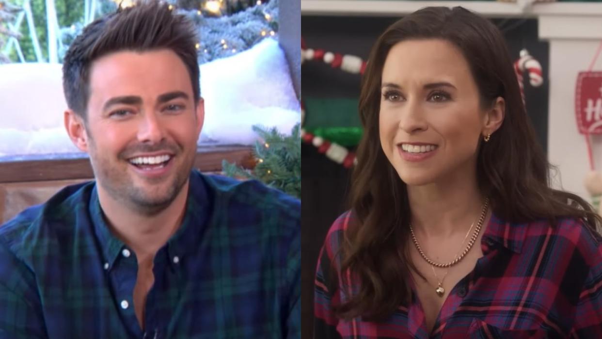 Jonathan Bennett in Hallmark ad and Lacey Chabert on Haul Out the Holly: Lit Up. 