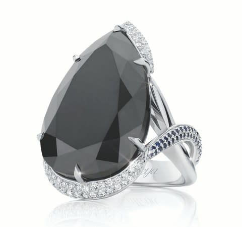 Calleija Black Orchid ring in white gold with a 36.25-carat black diamond