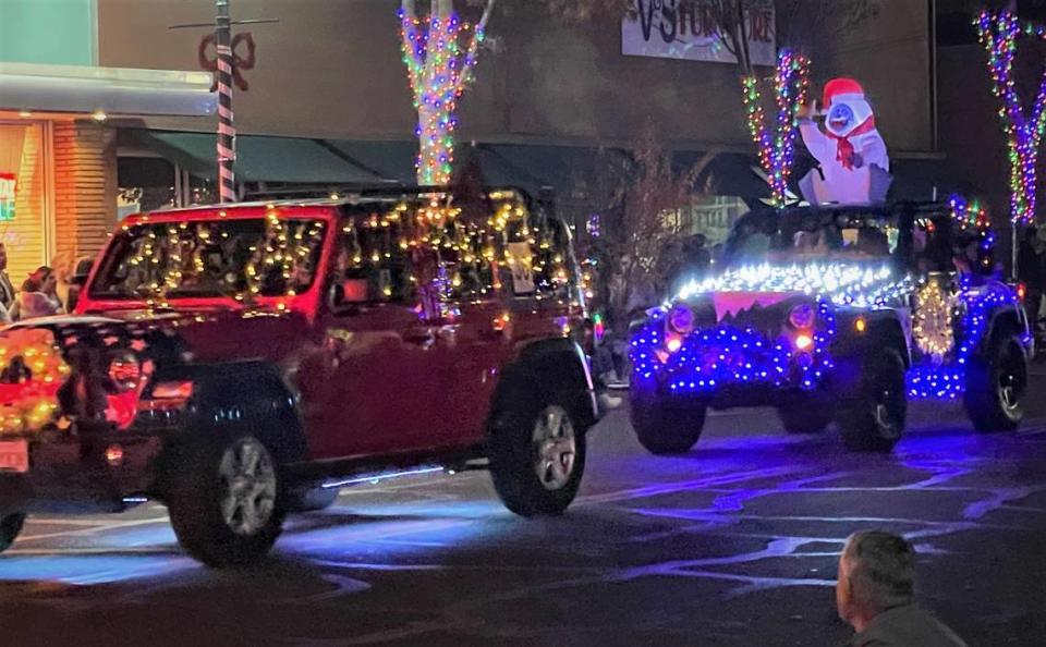 A large crowd gathered in downtown Los Banos for the Annual Los Banos Christmas Parade on Friday, Dec. 3, 2021 in Los Banos, Calif.