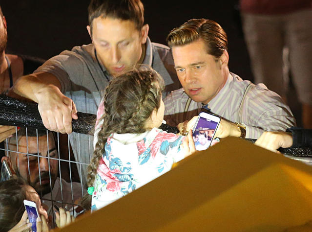 Brad Pitt Helps Rescue Young Fan on Set of 'Allied'