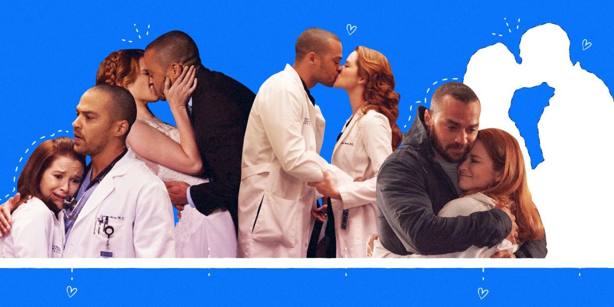 Collage timeline of Sarah Drew and Jesse Williams' characters (April and Jackson or 'Japril') relationship on 'Grey's Anatomy'