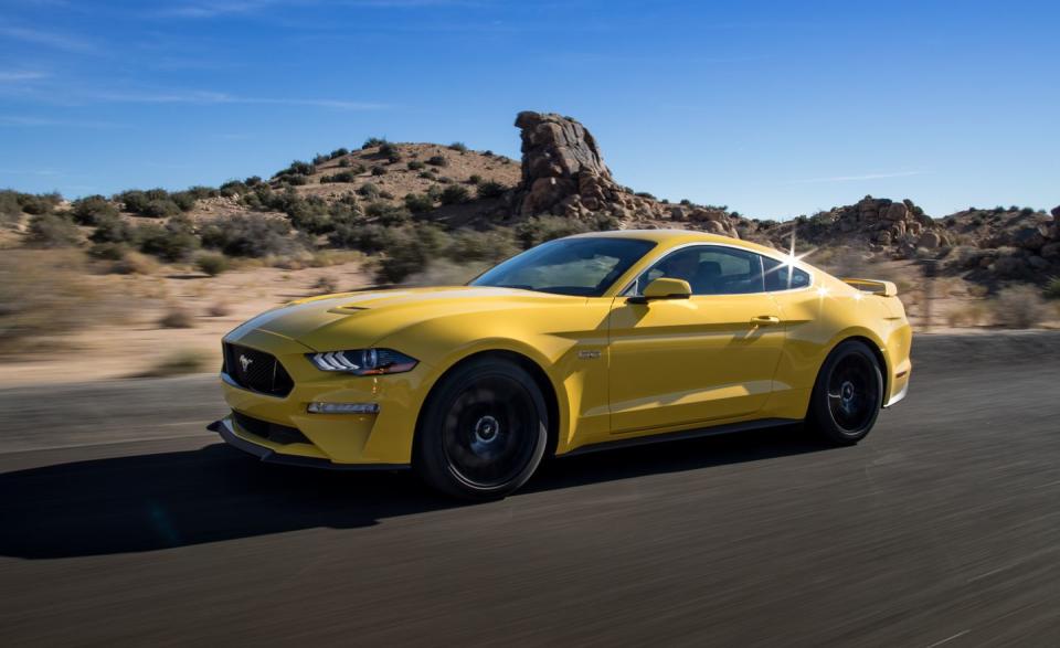 <p>Freshened for 2018 with a more powerful, 460-hp 5.0-liter V-8; available magnetorheological dampers; and a bunch of other updates, <a rel="nofollow noopener" href="https://www.caranddriver.com/reviews/2018-ford-mustang-gt-manual-test-review" target="_blank" data-ylk="slk:the latest Mustang GT;elm:context_link;itc:0;sec:content-canvas" class="link ">the latest Mustang GT</a> is both more engaging and refined than before. While a new Performance package Level 2 setup is now available and seriously bolsters the pony car's track-day chops, straight-line performance barely budges with the standard six-speed manual gearbox: The quickest stick-shift example returned the same 4.3-second dash to 60 mph as the 420-hp 2016 GT manual, and only slightly improved its quarter-mile effort with a 12.6-second pass at 115 mph.<br></p>