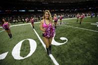 <p>New Orleans Saints cheerleaders perform before an NFL football game against the Carolina Panthers in New Orleans, Sunday, Oct. 16, 2016. (AP Photo/Gerald Herbert) </p>
