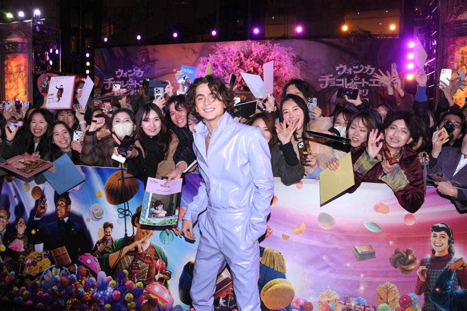 Timothée Chalamet attends the Japan fan event premiere for Wonka on November 20