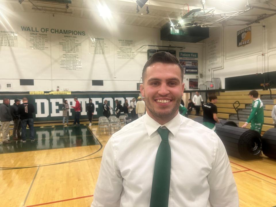 James Shields is in his first season as head coach of the West Deptford High School wrestling team. It didn't take long for him to earn a signature win as the Eagles knocked off defending sectional champion Haddonfield on Wednesday.