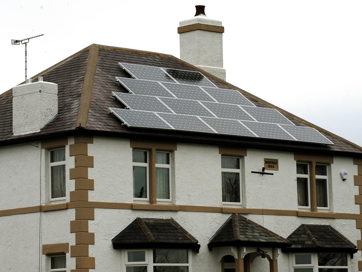 Solar panels on a roof of a house  in Derbyshire. Photo: Rui Vieira/PA Wire