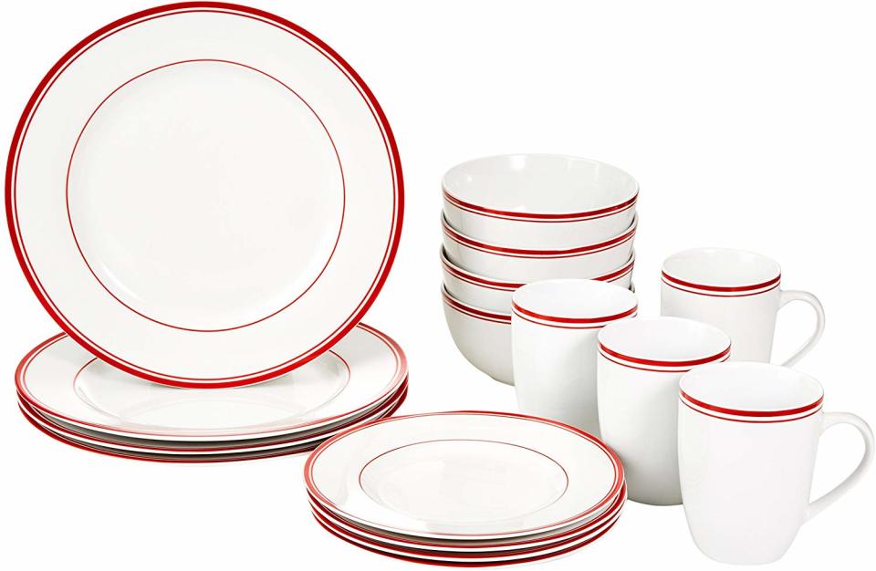 AmazonBasics Cafe Stripe Dinnerware Set