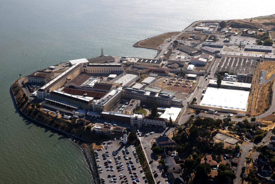 An aerial view San Quentin State Prison on July 08, 2020 in San Quentin, California. (Justin Sullivan/Getty Images)