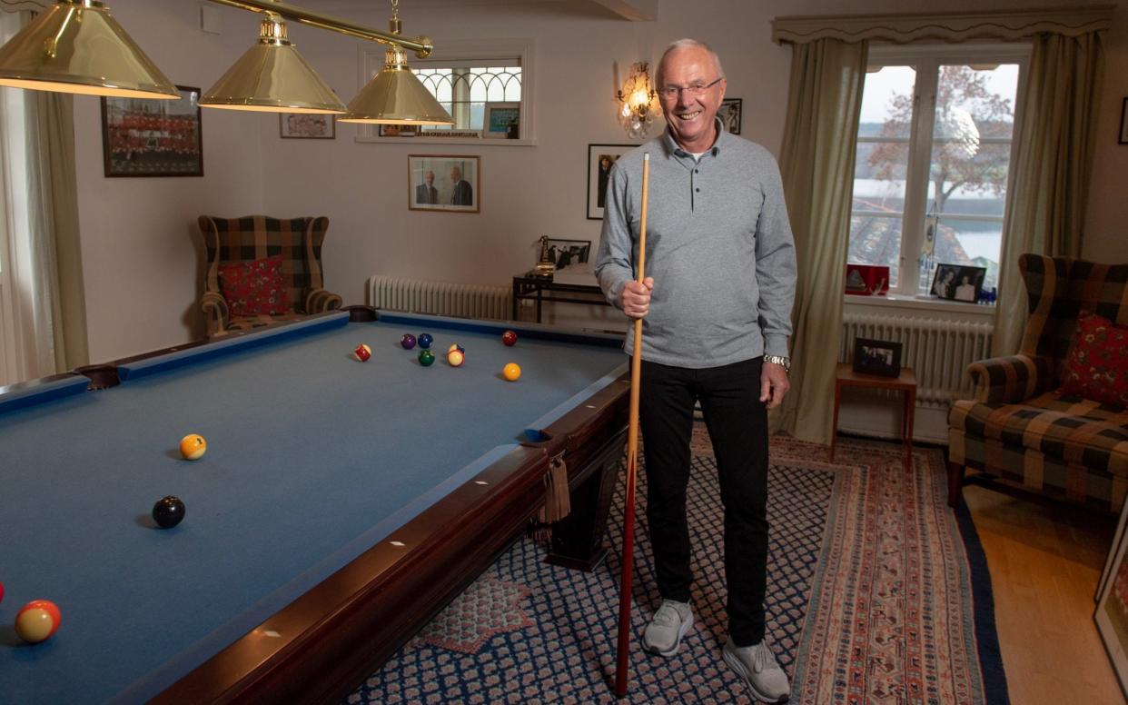 Sven-Goran Eriksson playing pool at home in Sunne, Sweden - Exclusive Sven-Goran Eriksson interview: 'They said my weakness was I liked women – who doesn't?'