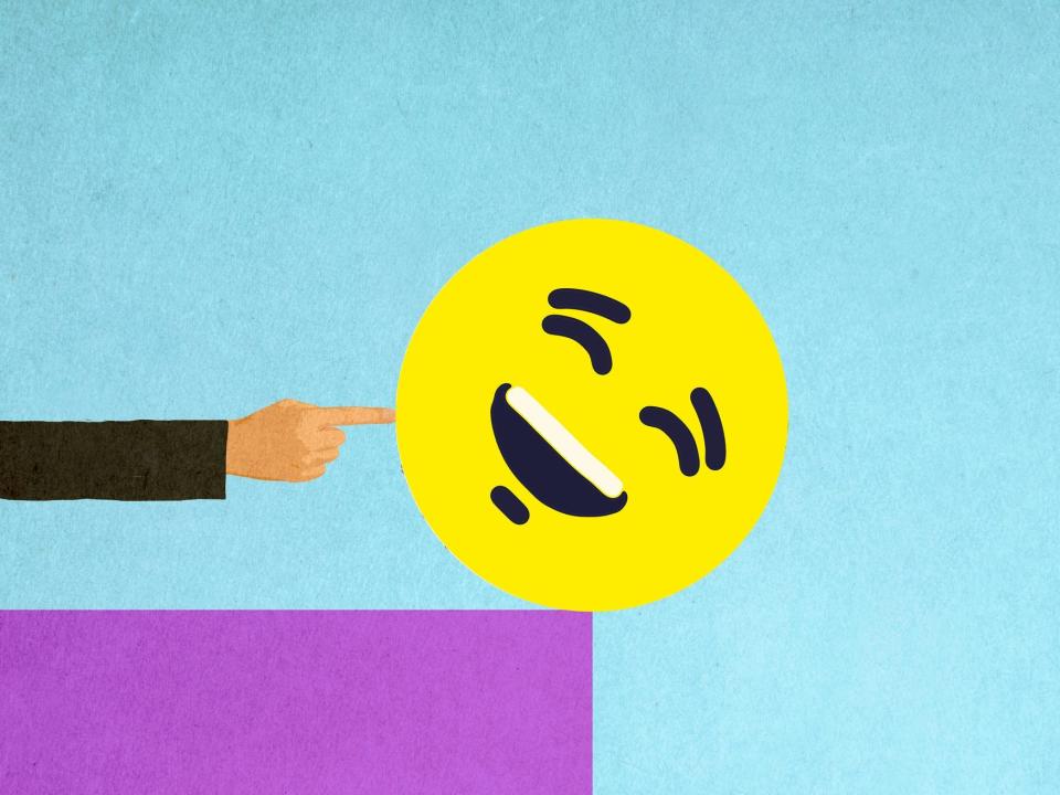 illustration of a finger poking a smiley face