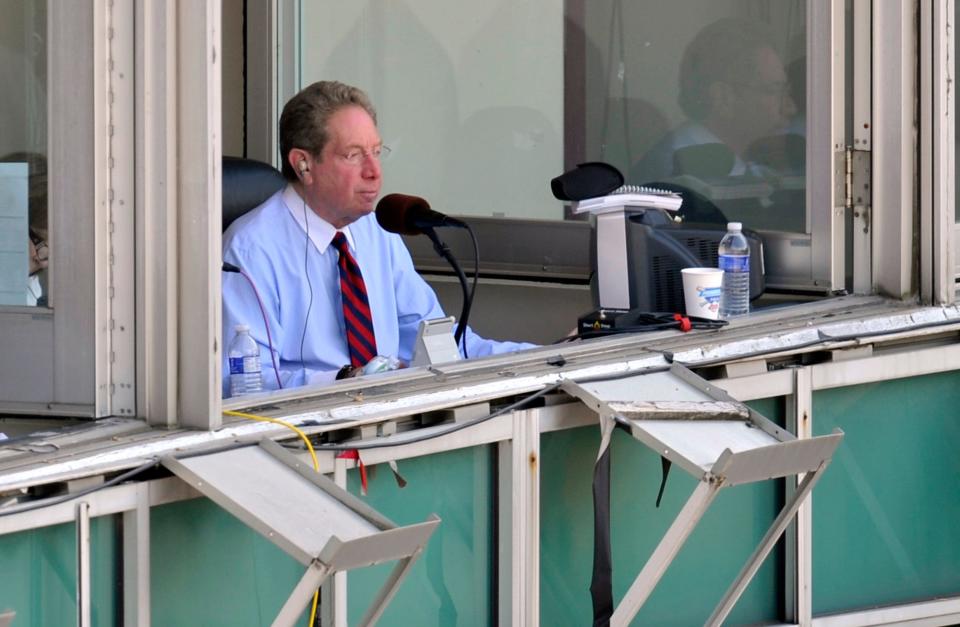 John Sterling in 2012 seen here doing what he did best: entertain Yankees fans.