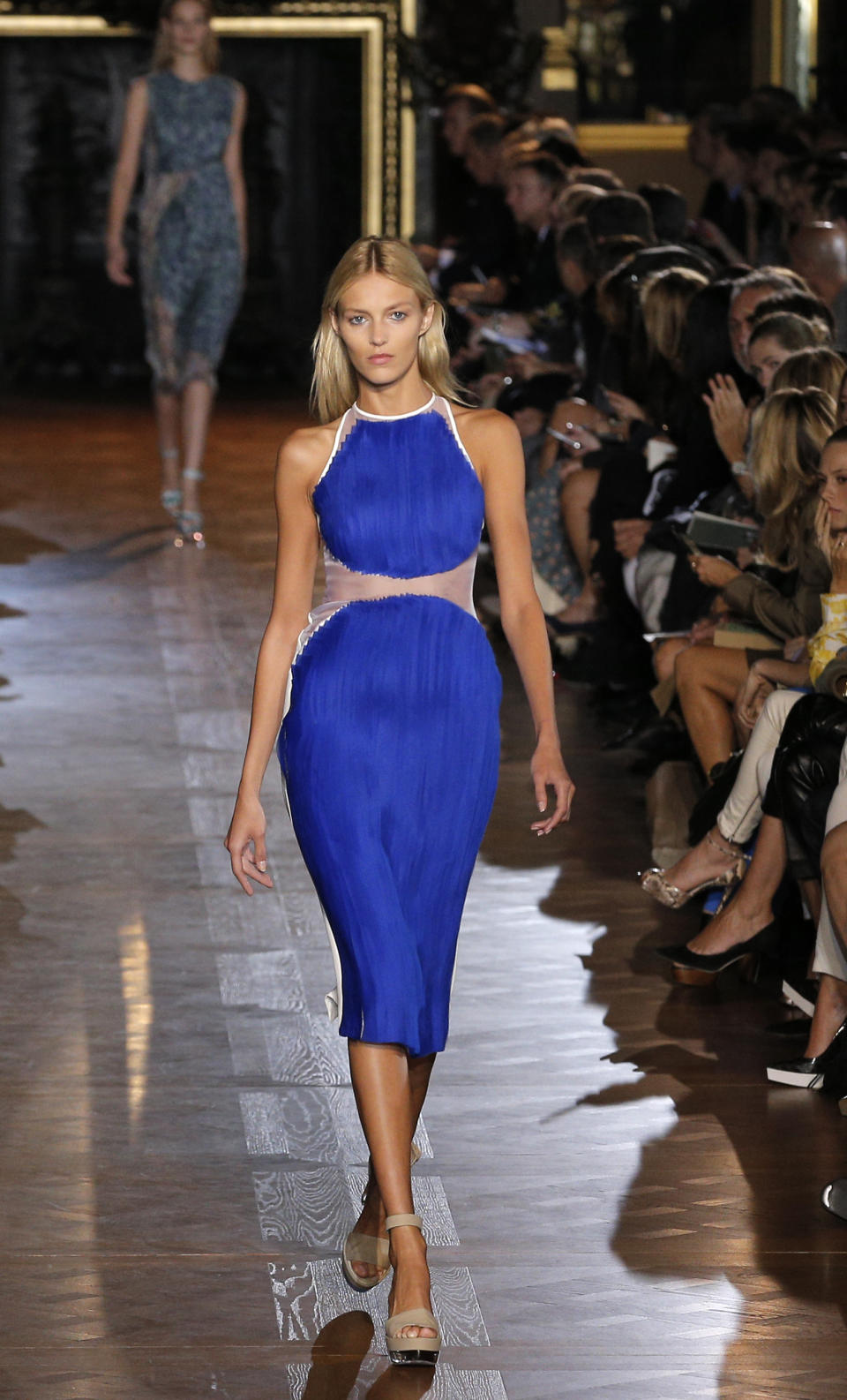 A model wears a creation for British fashion designer Stella McCartney's ready to wear Spring-Summer 2013 collection, presented in Paris, Monday, Oct.1, 2012. (AP Photo/Francois Mori)