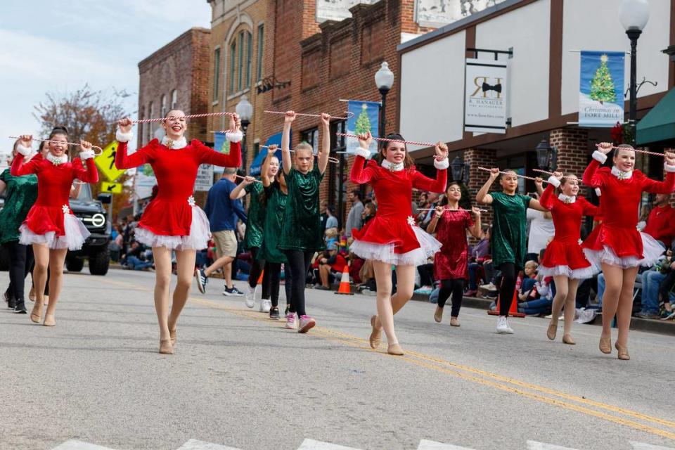 Dancers make their way down Main Street at the Annual Fort Mill Christmas Parade.