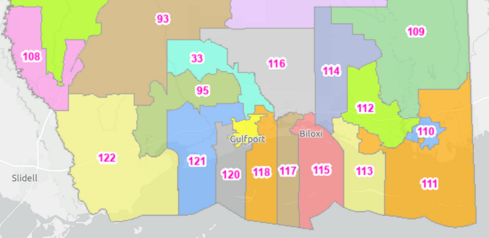 Mississippi House seats after redistricting