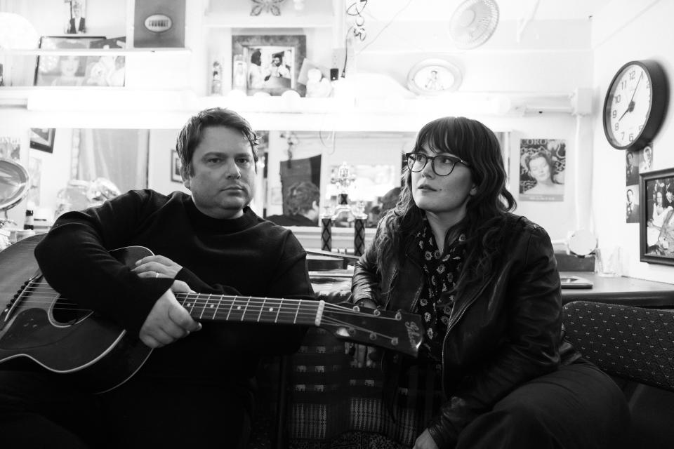 Sean and Sara Watkins backstage at Largo