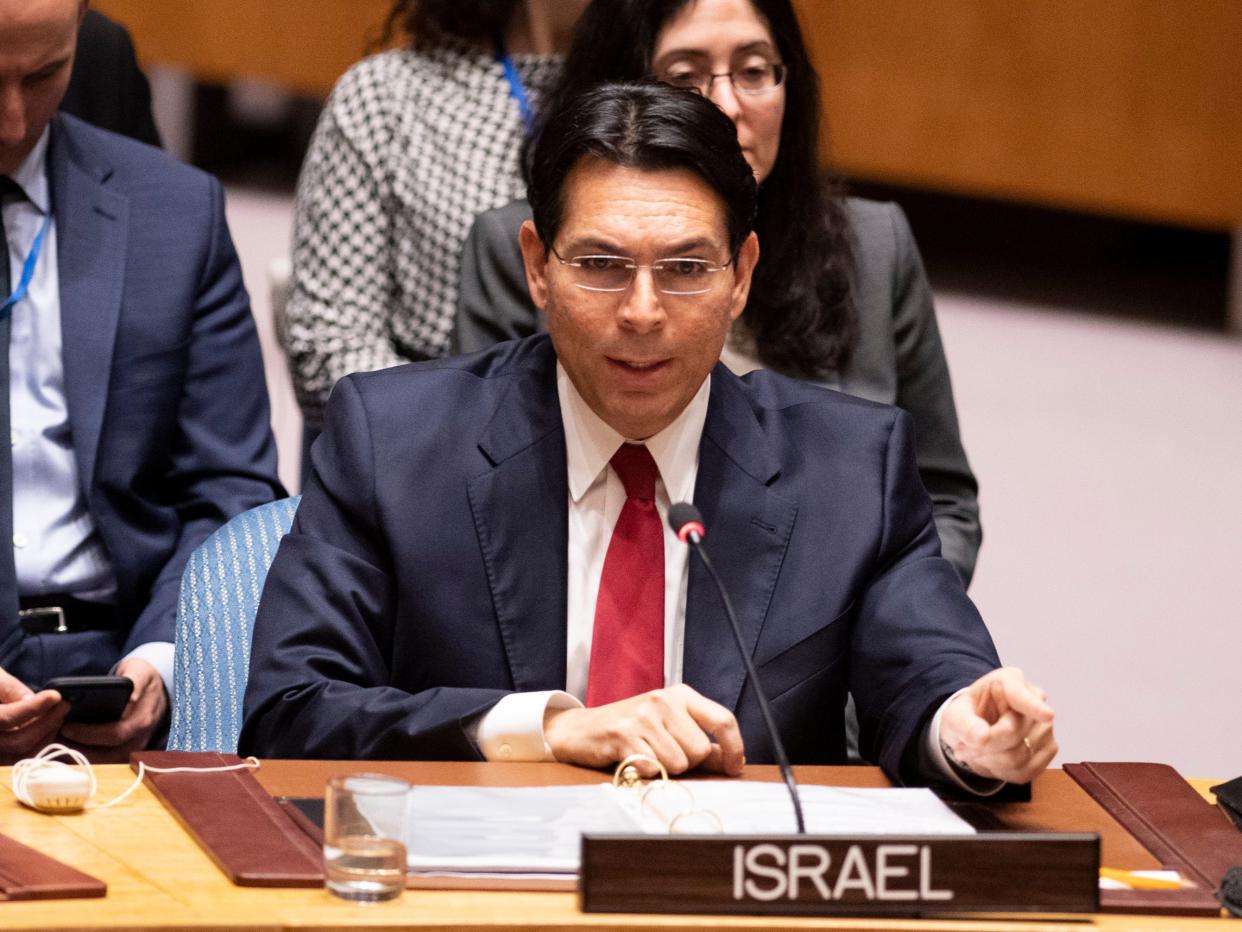 Danny Danon speaks to the UN Security Council at the United Nations headquarters on February 11, 2020 in New York. (AFP via Getty Images)