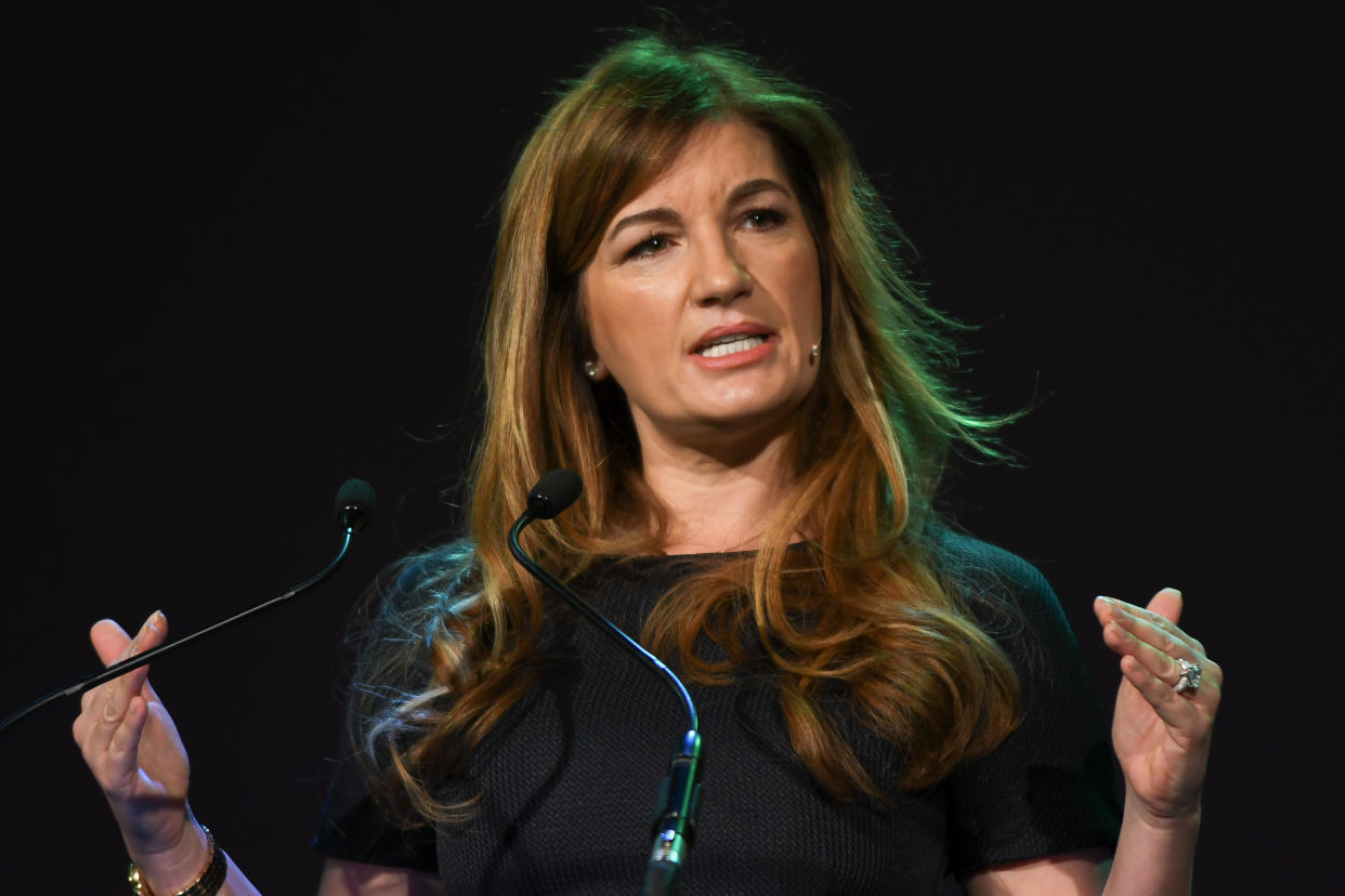 Baroness Karren Brady, a Member of Parliament of the United Kingdom, a sporting executive, tv personality, newspaper columnist, author and novelist, speaks at Pendulum Summit, World's Leading Business & Self Empowerment Summit, in Dublin Convention Center.
On Thursday, January 10, 2019, in Dublin, Ireland. (Photo by Artur Widak/NurPhoto via Getty Images)