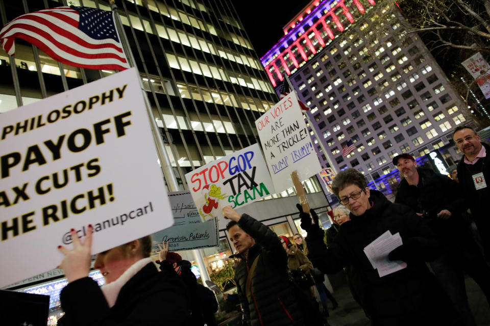 Protesting the Republican tax bill