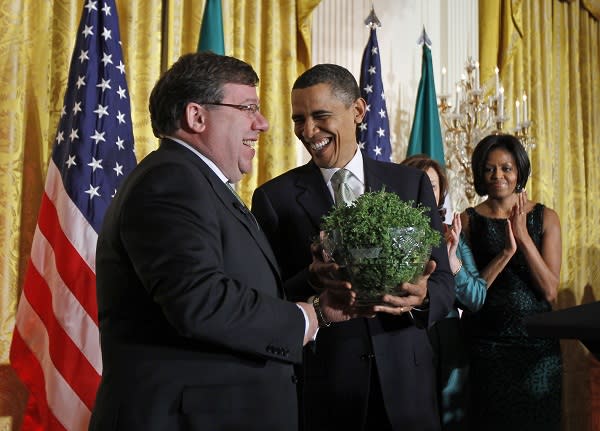 The Obamas receive a shamrock in March from Brian Cowen.