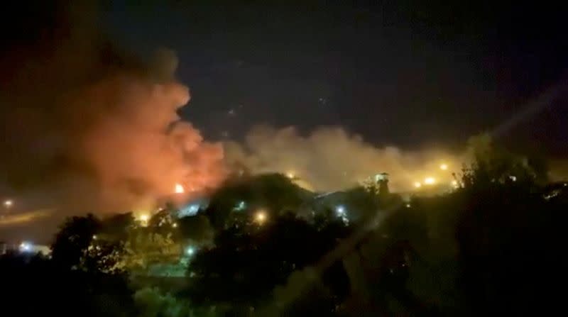 FILE PHOTO: A view of smoke rising from Evin Prison in Tehran