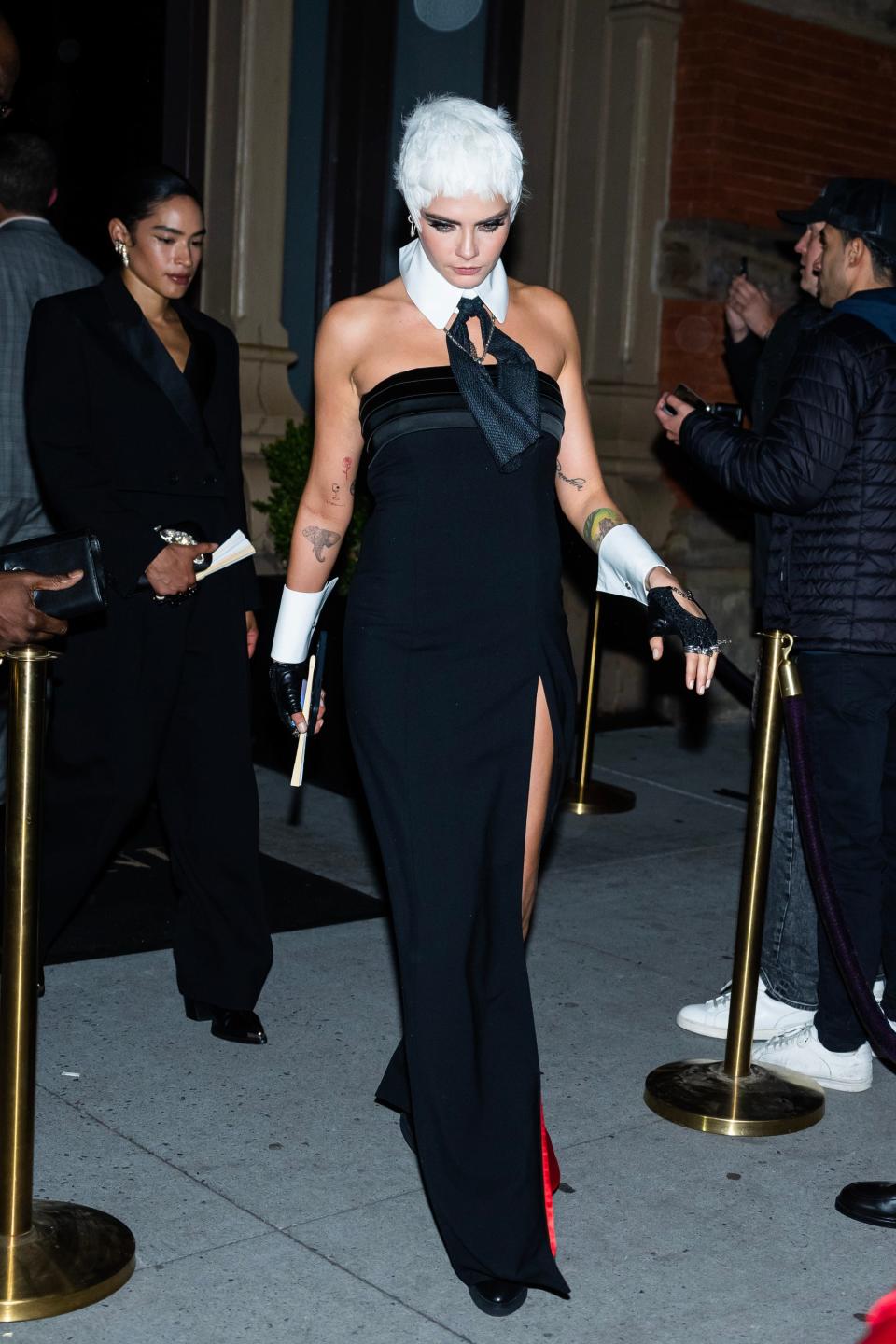 Cara Delevingne attends a 2023 Met Gala after party.
