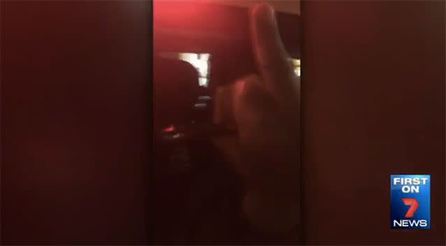 The constable was filmed giving the middle finger to a member of the public. Source: 7News