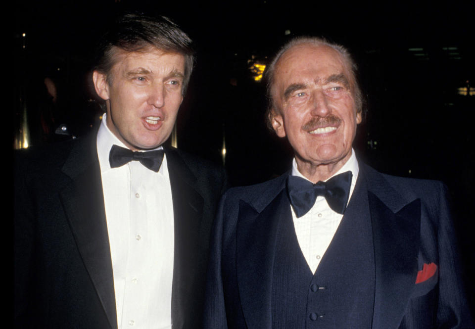 Donald Trump and Fred Trump celebrate the publication of "The Art of The Deal" at Trump Towers atrium in New York City, 1987. (Photo: Ron Galella/WireImage)