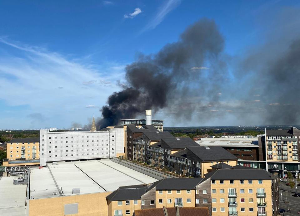 The fire in Feltham (Ethan Cheesman/PA) (PA Media)