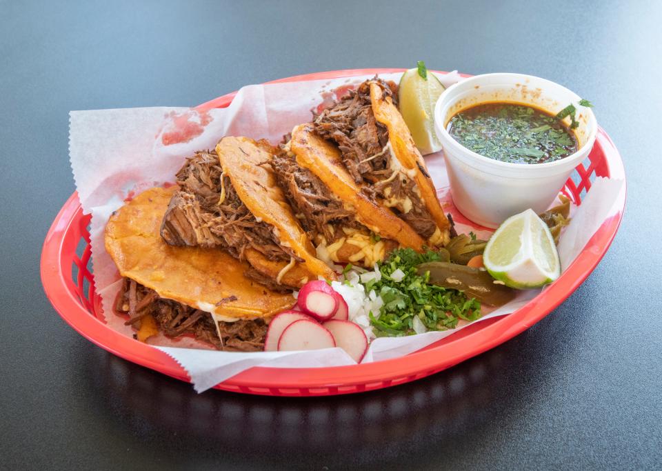 Birria tacos at Lupita's Mexican Kitchen at 6890 Pensacola Boulevard in Pensacola on Friday, July 30, 2021.