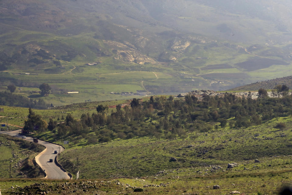 A nature reserve where trees were planted by Green Without Borders a non-governmental organization, in the outskirts of the southern town of Nabatiyeh, Lebanon, Monday, Jan. 16, 2023. Green Without Borders that is active in southern Lebanon, including areas along the border with Israel, is being blamed by Israel, the U.S. and some in Lebanon for being an arm for Hezbollah to cover some of the group's military activities. (AP Photo/Mohammed Zaatari)