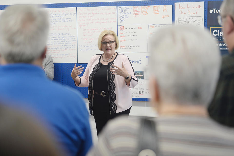 Sen. Claire McCaskill, D-Mo., visits a campaign office. (Photo: Michael Thomas/Getty Images)