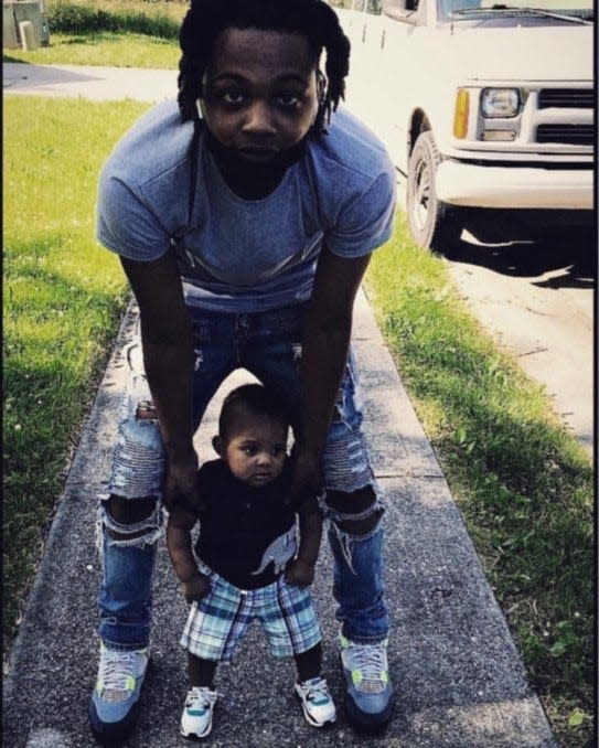 Edgerrin James Michael Hoover with his son. Hoover, 20, died in a shooting on Thursday, July 18, 2024.