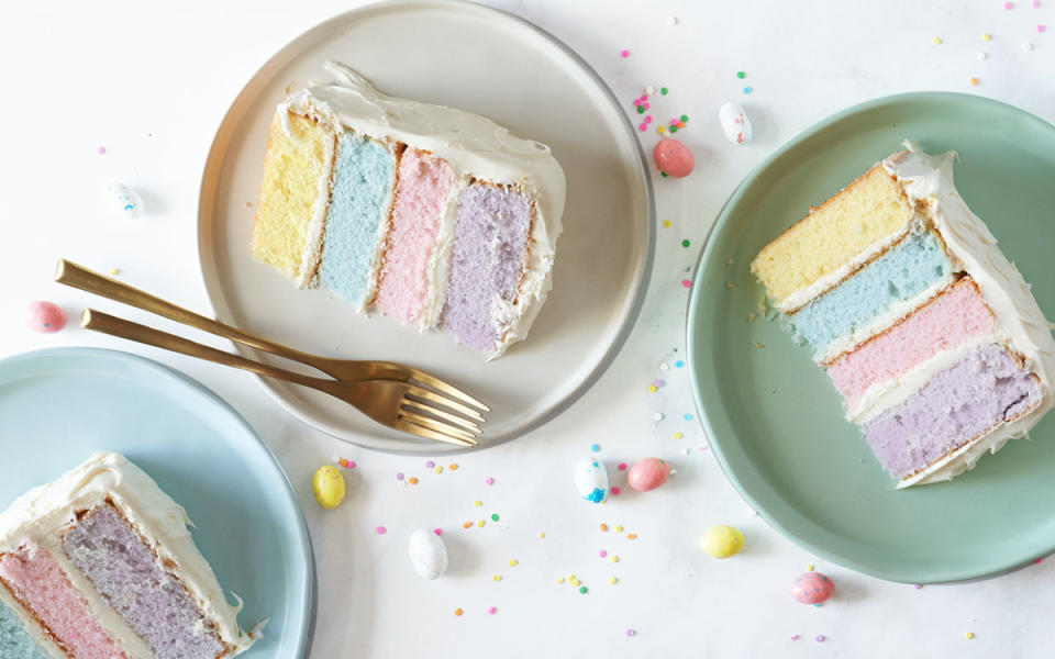 <p>Mark Boughton Photography</p><p>A layer cake? To sneak into the movies?! With a dessert that looks this cute and takes little effort (thanks to boxed cake mix), baby just say yes! This version was created for Easter, but you can easily customize each of the four layers to match the color of your favorite Taylor Swift era. I'd personally choose red (for <em>Red</em>), yellow (for <em>Fearless</em>), purple (for <em>Speak Now</em>), and black (for <em>Reputation</em>). </p><p><strong>Get the recipe: </strong><a href="https://parade.com/863670/parade/this-adorable-easter-cake-is-deceptively-easy/" rel="nofollow noopener" target="_blank" data-ylk="slk:Easter Cake;elm:context_link;itc:0;sec:content-canvas" class="link "><strong>Easter Cake</strong></a></p>