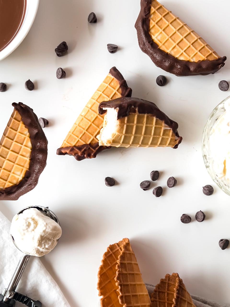 Enjoy your own Copycat Choco Tacos, inspired by Klondike's Choco Tacos, an ice cream treat resembling a taco.