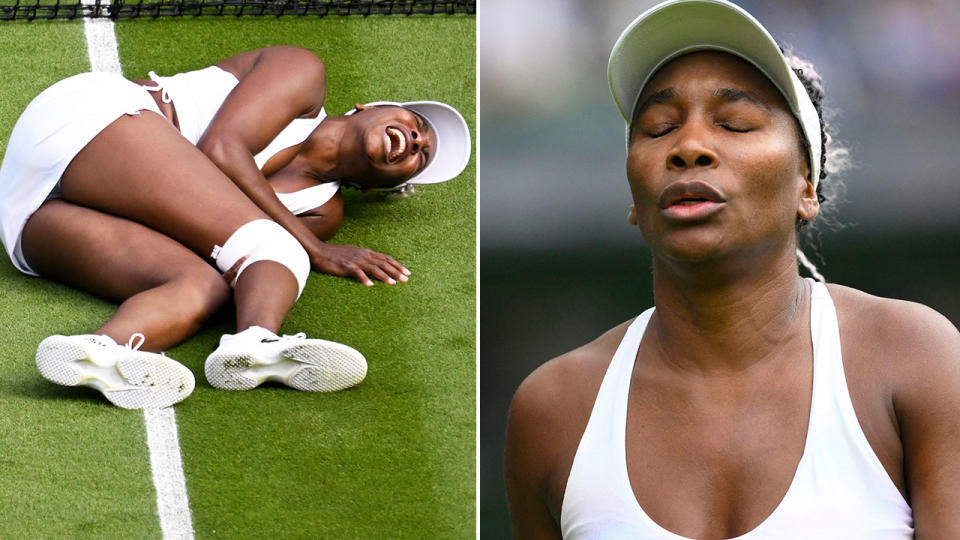 Seen here, Venus Williams screamed out in agony after a nasty incident in her opening round loss at Wimbledon. 